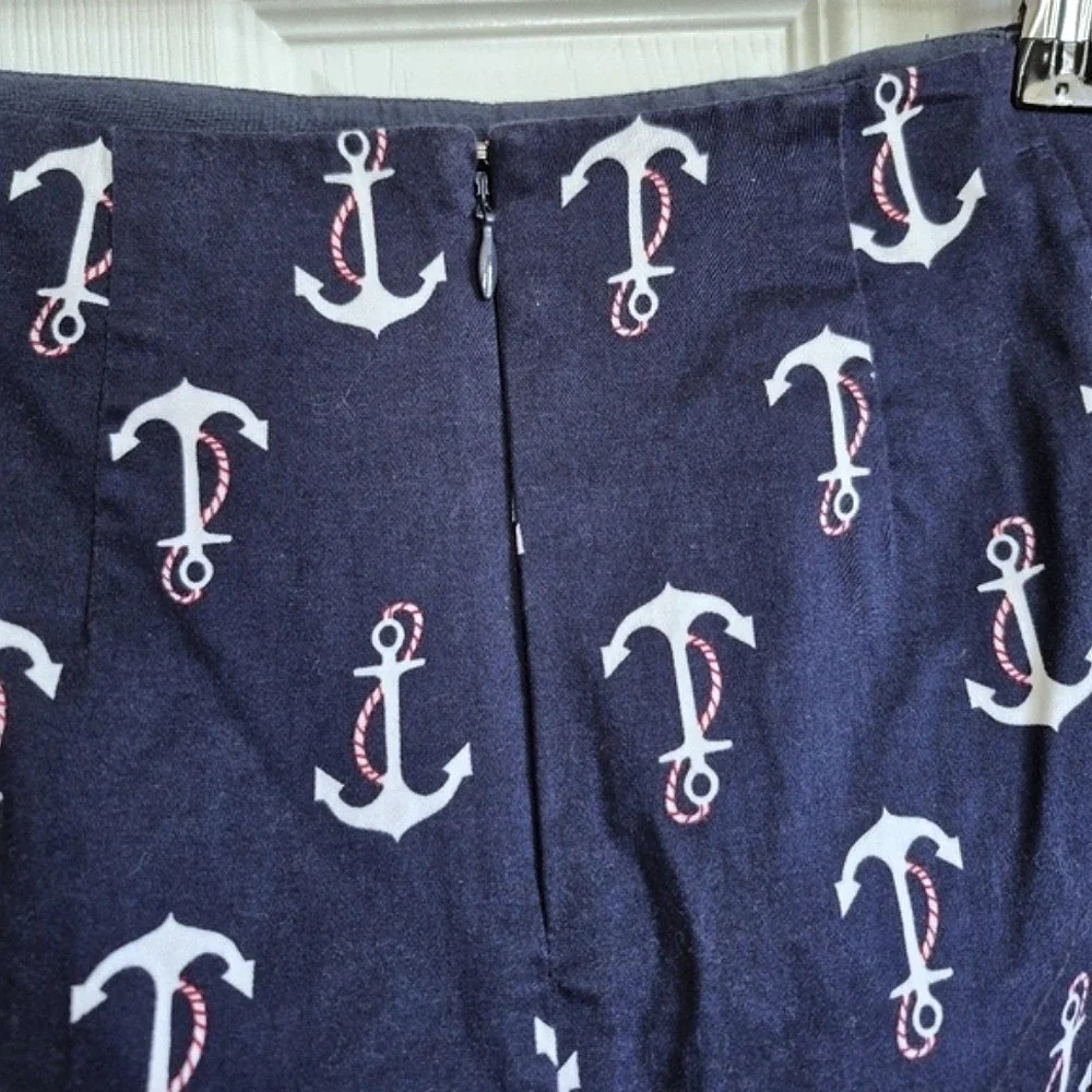 J. Crew Navy Blue White Anchor Print Mini Skirt With Pockets‎ Womens 00